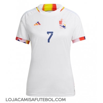 Camisa de Futebol Bélgica Kevin De Bruyne #7 Equipamento Secundário Mulheres Mundo 2022 Manga Curta